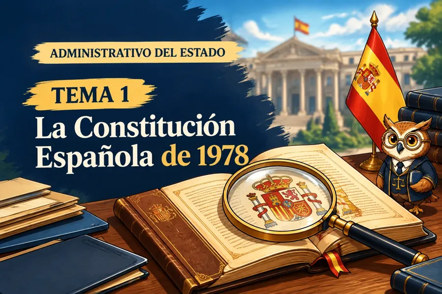 Portada del tema La Constitución Española de 1978, con Lexi