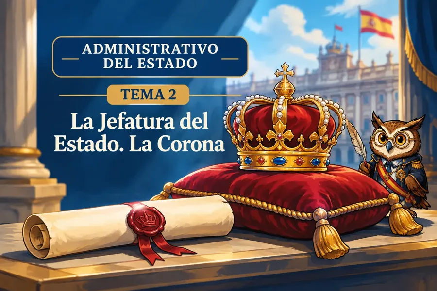 Portada del tema La Jefatura del Estado. La Corona, con Lexi
