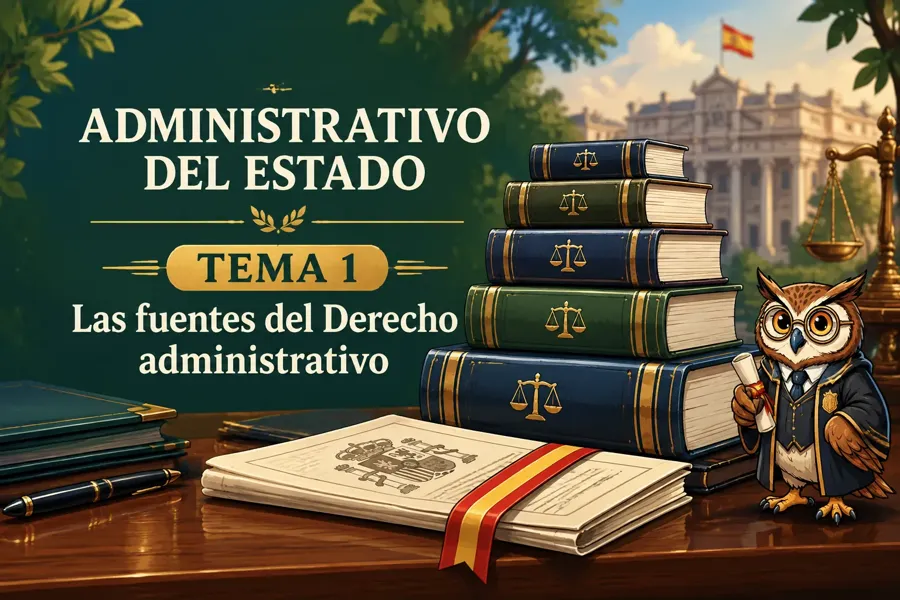 Portada del tema Las fuentes del Derecho administrativo, con Lexi